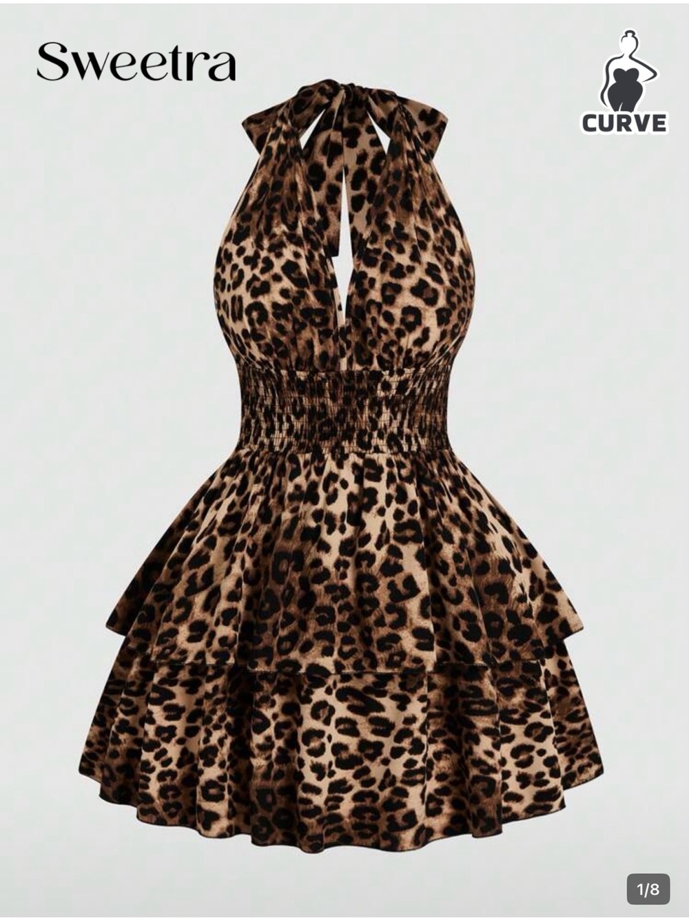 Curve Leopard Print Halter Maxi Dress